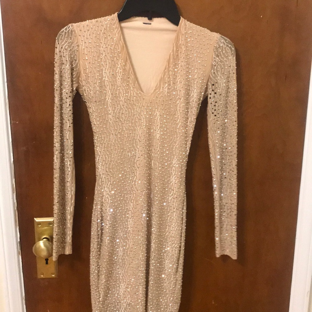 Gold long sleeved short dress